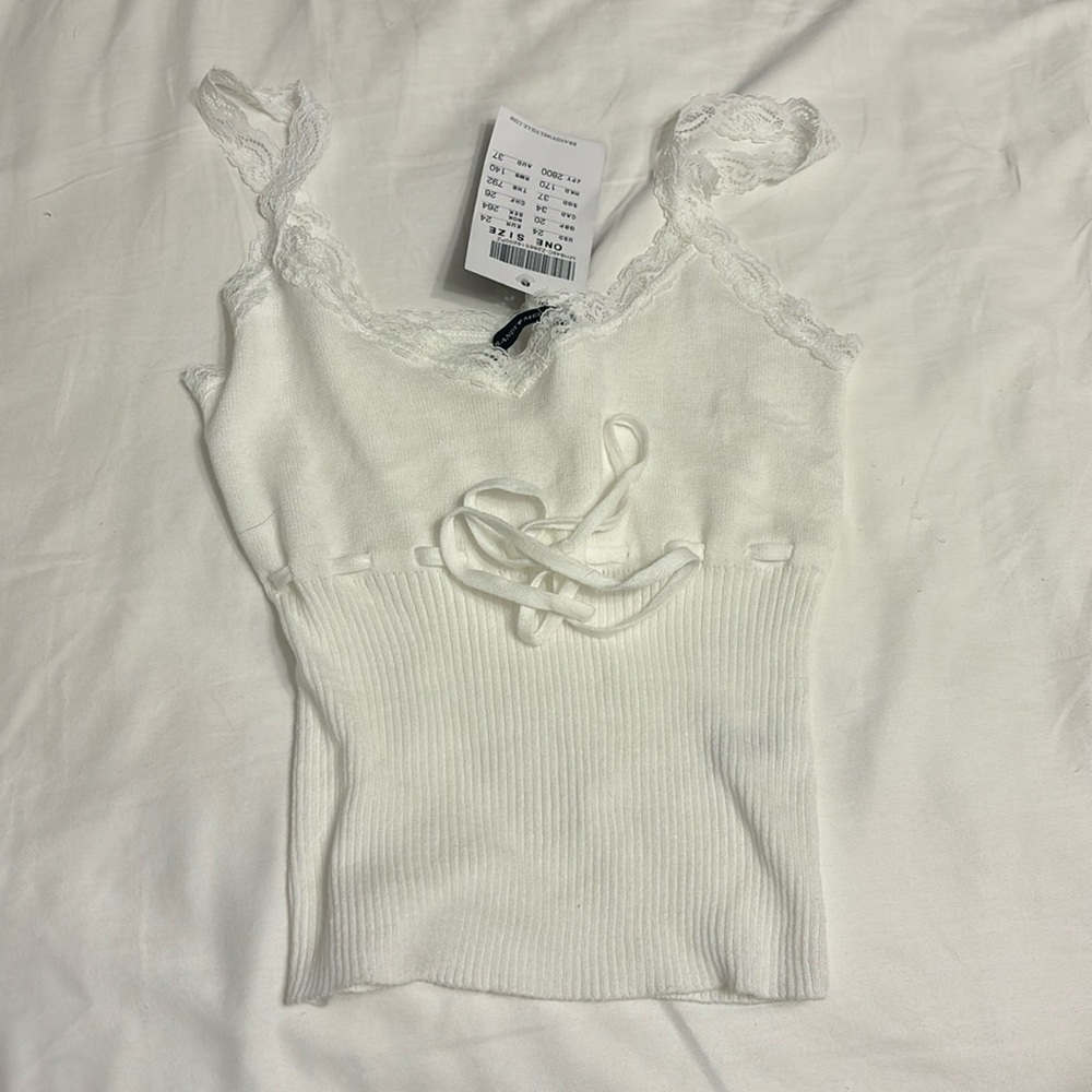 Brandy melville white tie lace tank top